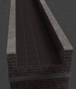 Close-up of a 3D-modelled bridge walkway.